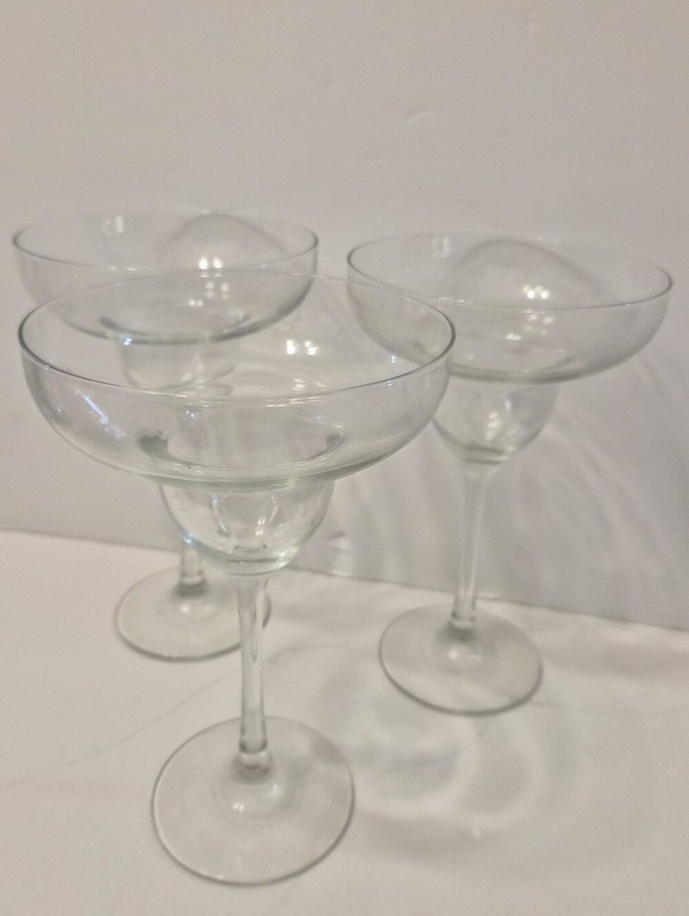 Clear Glass Margarita Coupe Glasses - Set of 3